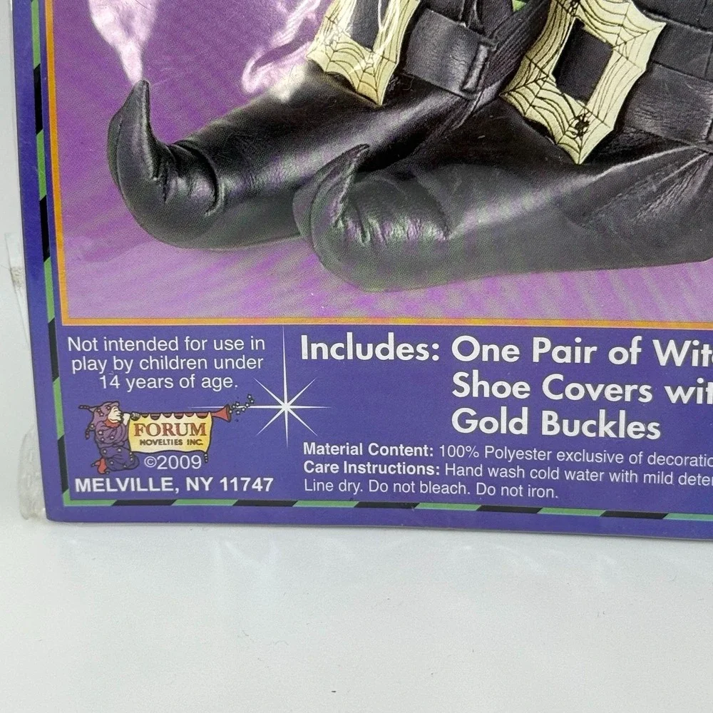 VTG Witch Shoe Covers Adult Black Gold‎ Buckle Halloween Costume Forum 2009